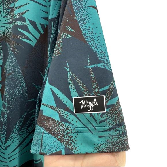 Waggle Teebox Typhoon Performance Golf Polo Shirt Deep Colors Palm Leaves XL - Picture 5 of 8